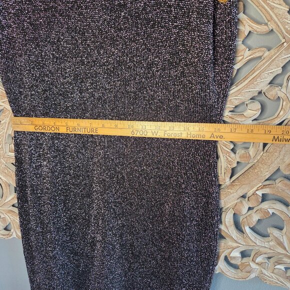 Vintage 1980s Cachè Black & Gold Metallic Sheath Bodycon Y2K Dress Size M - Picture 4 of 5